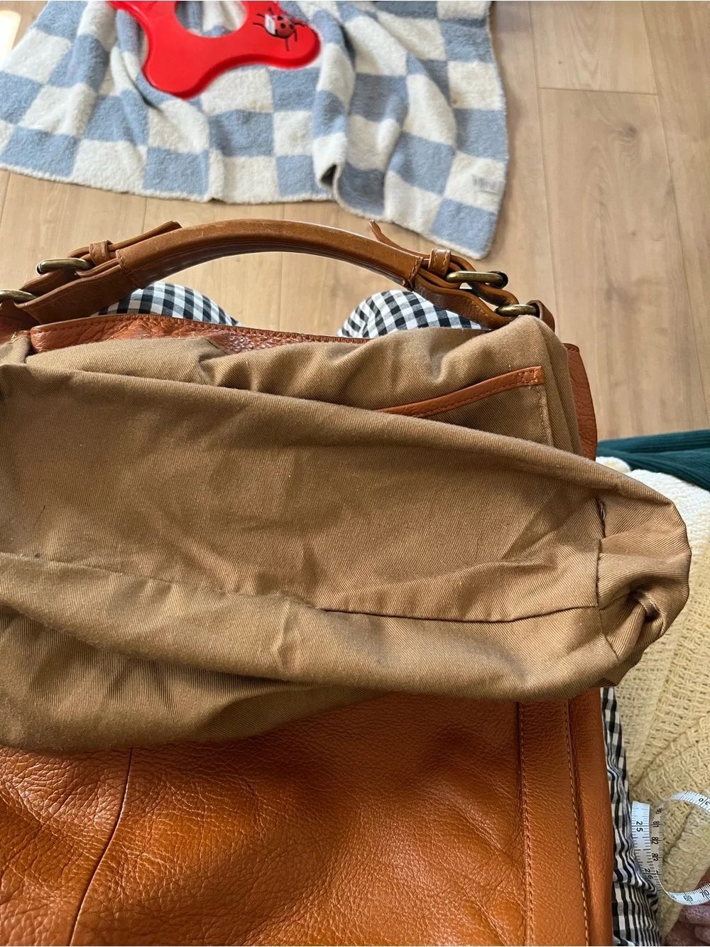 Kelsi Dagger Brooklyn Cognac Leather Hobo Shoulder Tote, 14”w x 14”h x 5”d